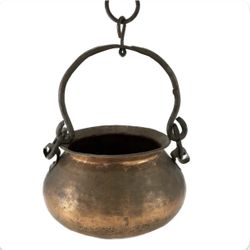 Metal Bucket With Handle, Antique Copper Bronze Large Bowl Planter, Garden Flower Pot