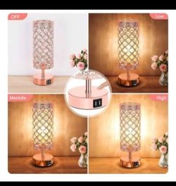 Brand new ✨️ in box 📦 Pretty 🩷PINK Rose Gold Glam Table Lamp Set of 2