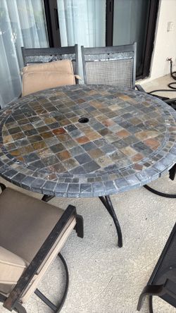 Large round slate table