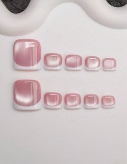 Press-On Toenails French Tip (cat eye)