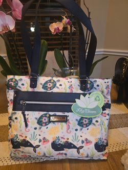 NWT Lily Bloom Navy and Multicolor Sea Life Tote