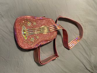 Pink Glitter Guitar-Shaped Crossbody Bag Club EXX
