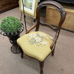 Antique Walnut Embroidered Chair