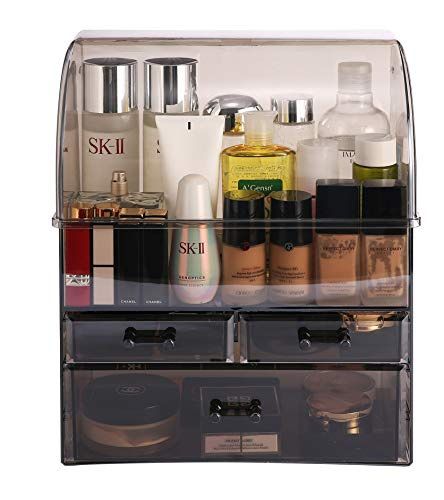 MOOCHI Translucent Black Professional Large Cosmetic Makeup Organizer 