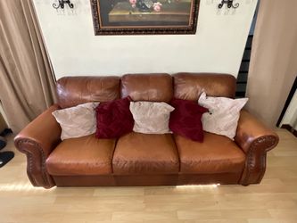 Genuine Leather Couch - READ DESCRIPTION