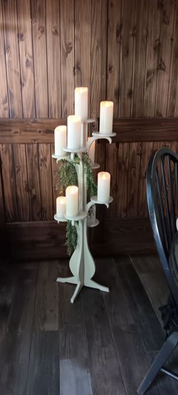 Wooden candleabra candle holder