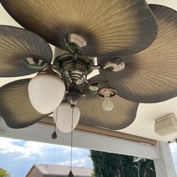 Outdoor Ceiling Fan with Broad palm style leafs