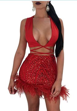 Women's Sexy Sleeveless Sequins Two-Piece Dress