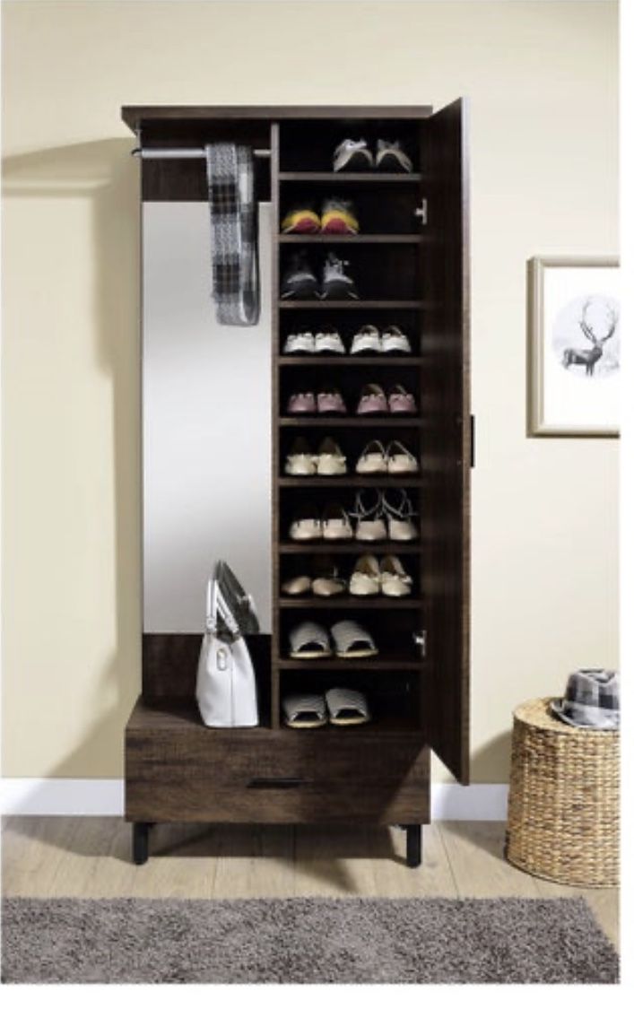 Rustic Entryway Coat Garment Rack Shoes Storage Shelves, Shoe Storage.