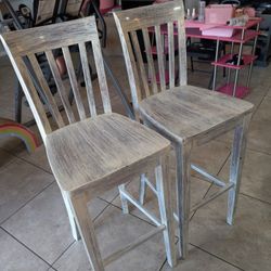 2 Wooden Bar Height Chairs