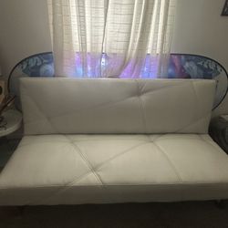 White Leather Day bed With Speaker on Top