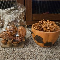 Fall Decor Potpourri With Orange Pumpkin Bowl