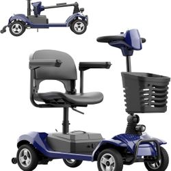 4-Wheel Mobility Scooter for Adults - 12.4 Miles Range, 3.7 mph, Smart Safety Features, Removed Battery, Rotating Swivel Seat, Headlight, Basket, Char