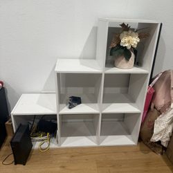 2 Modern White Cube Step Shelf – 6-Cube Organizer