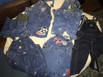 12-18 month toddler jumpers/overalls (5 pairs) and two pair pants *Like NEW! Great quality!