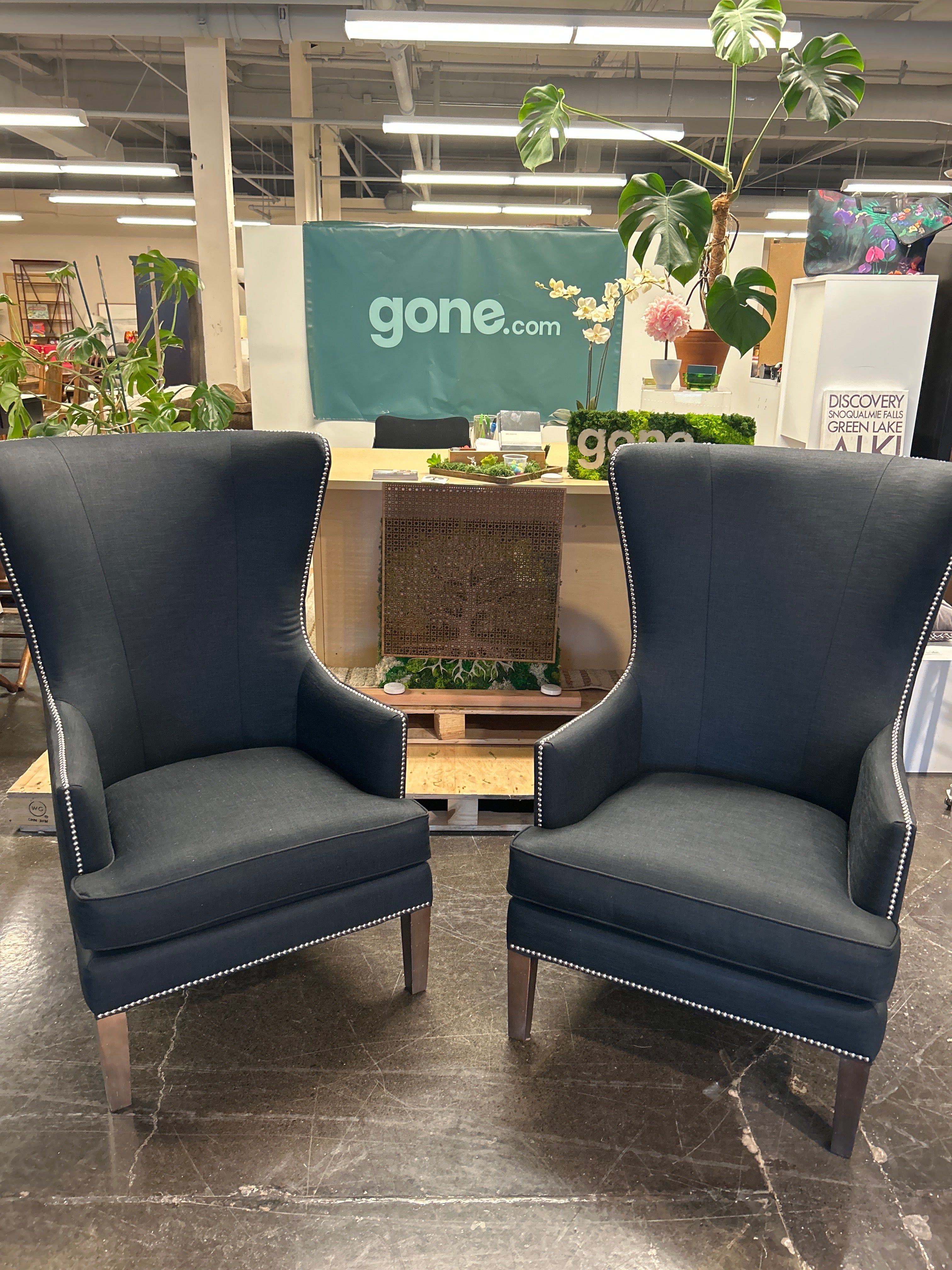 Bassett Navy Whitney Highback Armchair