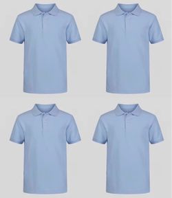 Brand New 4 pc School Uniform IZOD Pique Light Blue Boys Short Sleeve Regular Fit Polo Shirts XXS 4/5
