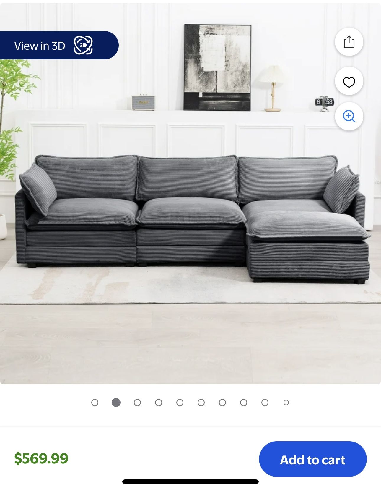 Gray Sectional Sofa With Ottoman & Decorative Chair With Ottoman