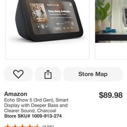 Amazon Echo Show 5 (3rd Gen), Smart Display with Deeper Bass and Clearer Sound, Charcoal