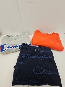 🔥 LOT OF 3 Champion Men’s Athletic Tees (Size XL) – Grey, Orange, Blue 🔥