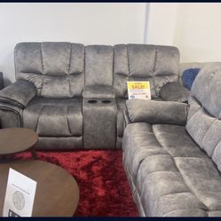 GORGEOUS GREY BARCELONA SOFA AND LOVESEAT SET!$1099!*SAME DAY DELIVERY*NO CREDIT NEEDED*EASY FINANCING*LABOR DAY SALE*