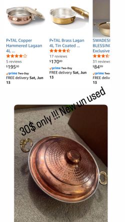 Handcrafted Pure Copper antique Cooking Pot, Copper Kitchen Cookware with Lid Purple Copper Soup Pot and Pan for Induction Cooker Camping Restaurant  