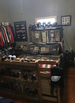 Custom rustic bed frame unit