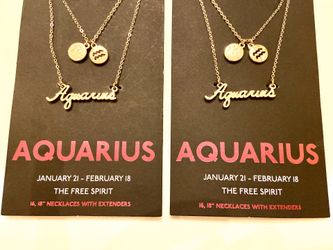 “Aquarius” Zodiac Necklaces-$10 Each OR $16 Both (other zodiac signs available)