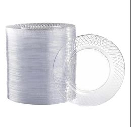 Prestee 100 Pack Clear Plastic Plates For Party - 6.25 Inch Small Round Dessert Plate And Appetizer Platter - Heavy Duty Disposable Plastic Plates For