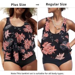 Womens Swimsuits Two Piece Bathing Suits Ruffled Top High Waisted Bikini Set(Available in Plus Size)