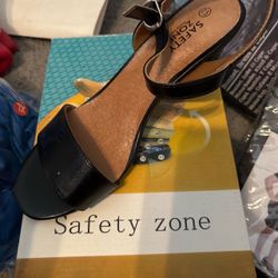 Safety Zone Black Block Heel Sandals