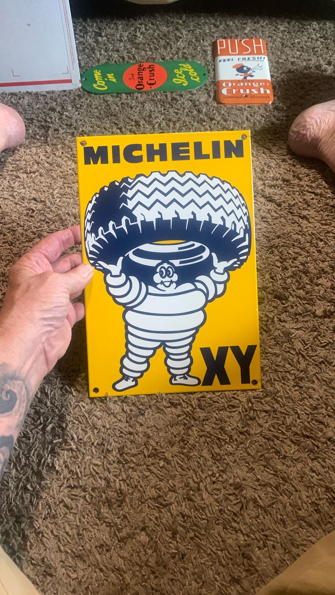 Michelin XY Station Porcelain 8x12 Heavy Sign Like New