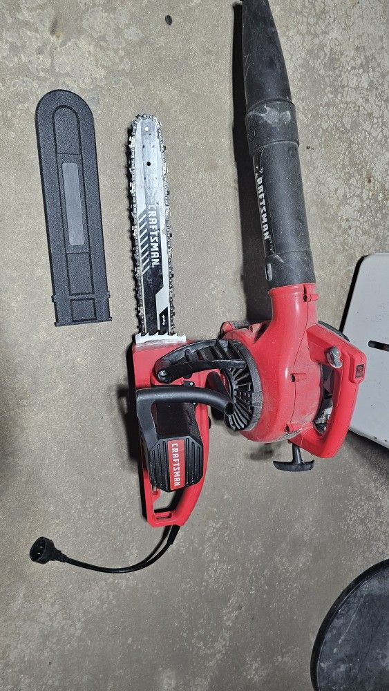 Craftsmen Like New Gas Leaf Blower And Electric Chainsaw