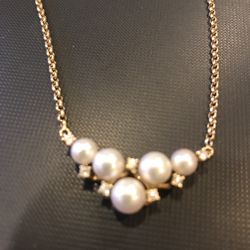 14K N Dianond Pearl Necklace