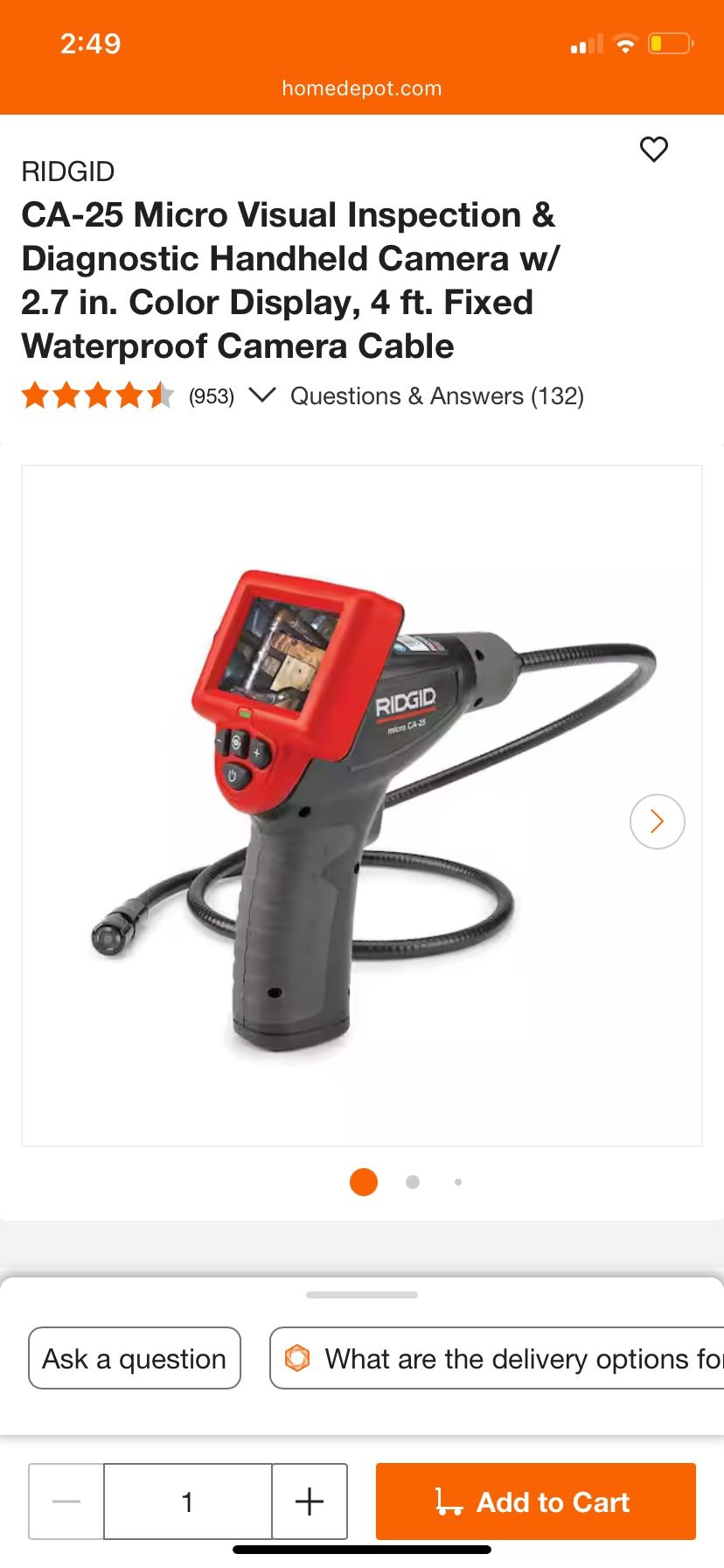 Ridgid Micro Visual Inspection Camera