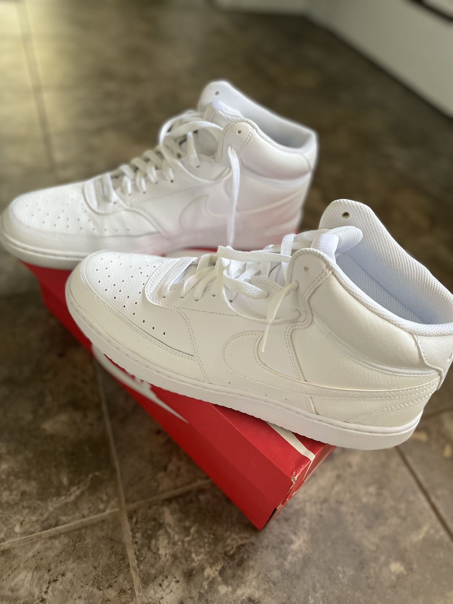 White Nike Court Vision Mids For Men