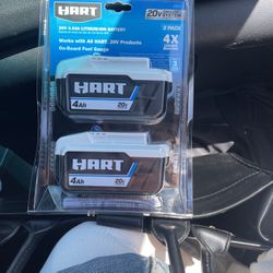 2 Hart 4Ah 20V Batteries 