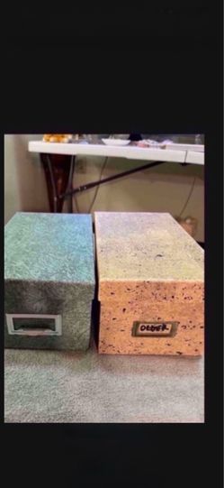 CA. 2 HEAVY CARDBOARD 4x6” FILING CARD BOXES WITH A - Z CARDS