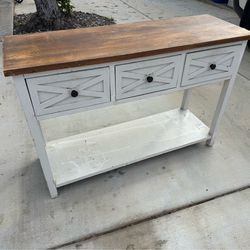 Entry Way Table with 3 Drawers - Farm House Distress Look