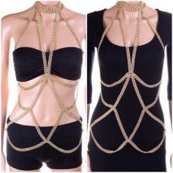 Rhinestone Mesh Iconic Cutout Body Chain