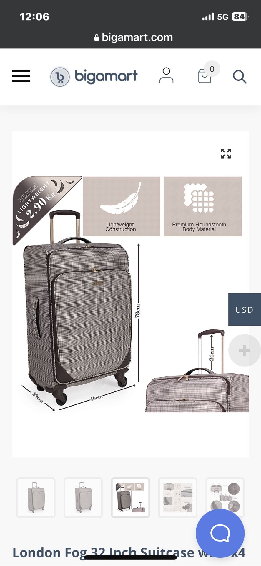 London Fog 32 Inch Suitcase with x4 Spinner Wheels – Soft Shell Luggage Drag Handle | 95L Litre 80 cm | Camberley LFL003 (Large) Great condition Norm