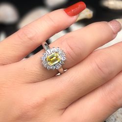 1ct Yellow Fancy Moissanite Ring With Certificate 