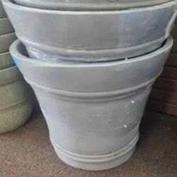 Large Gray "Cement-like" Planter Pots (2)