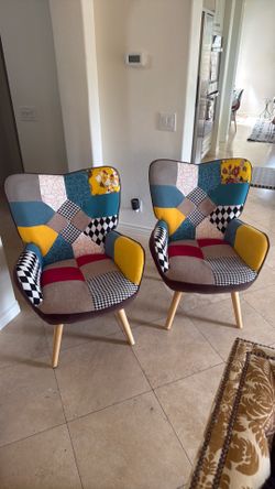 2 patchwork arm chairs
