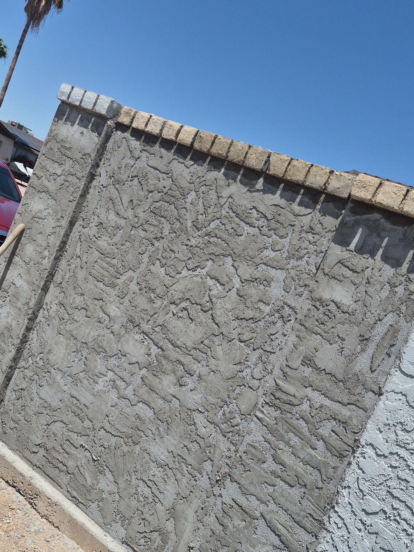 Masonry block fences and stucco