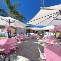Chairs, Umbrellas, Tables