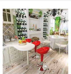 2 Red Modern Bar Stool