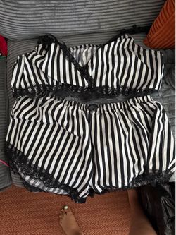 Plus Size Striped PJ Set
