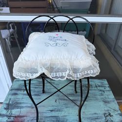 Metal vanity seat comes with cushion