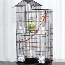 39-inch Roof Top Large Flight Parrot Bird Cage for Small Quaker Parrot Cockatiel Sun Parakeet Green Cheek Conure Budgie Finch Lovebird Canary Pet Bird
